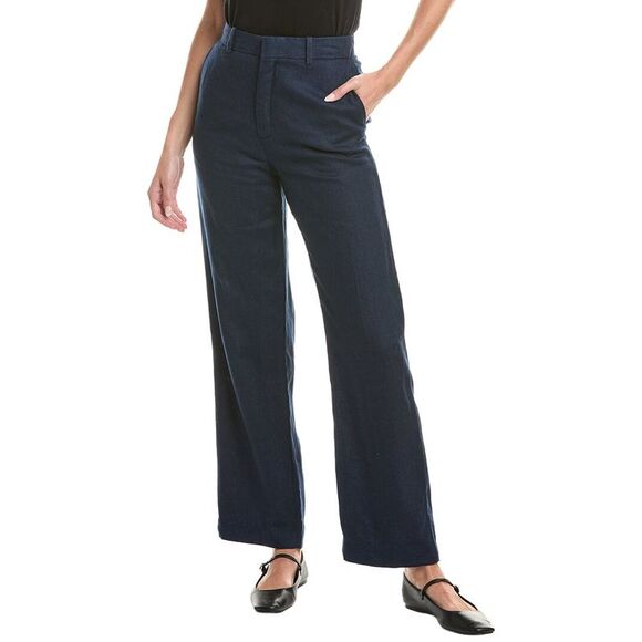 Dl1961 WomensMabel Straight Linen Trouser Blue